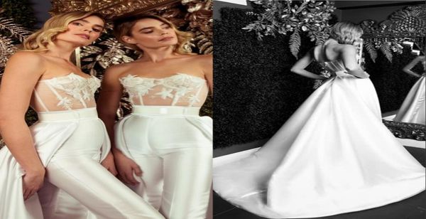 lace stain wedding jumpsuit with detachable train 2020 modern strapless backless holiday beach bride dress with pant suit1957068, White
lace stain wedding jumpsuit with detachable train 2020 modern strapless backless holiday beach bride dress with pant suit1957068, White
