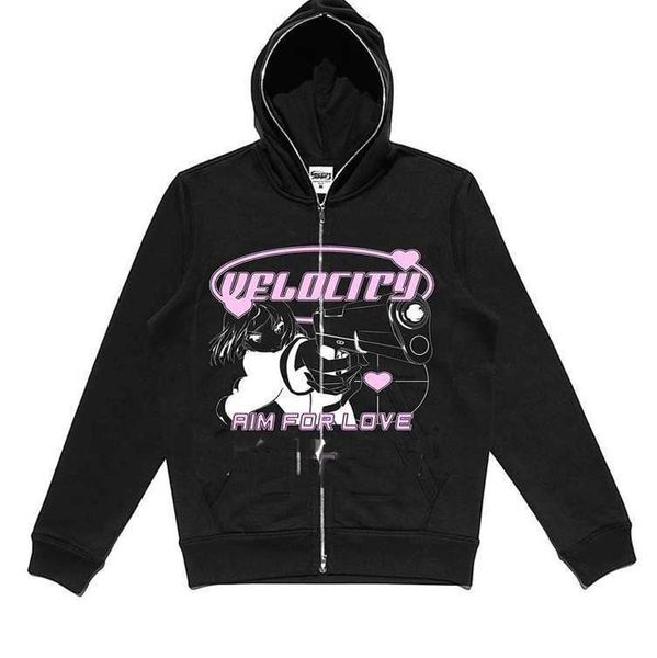 men's hoodie men's designer anime full face zipper sweater women's printed hoodie spring and autumn brushed casual coat, Black
men's hoodie men's designer anime full face zipper sweater women's printed hoodie spring and autumn brushed casual coat, Black
