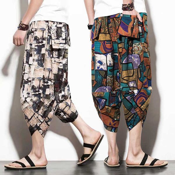 summer men's casual capris lantern pants wide leg beach floral loose large chinese style, White;black
summer men's casual capris lantern pants wide leg beach floral loose large chinese style, White;black