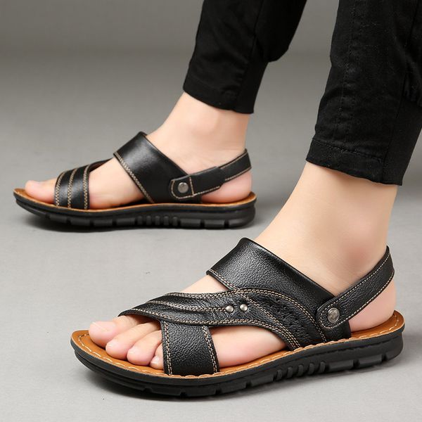 slippers summer men's leather outdoor beach sandals fashion breathable casual shoes plus size 3848 230703, Black
slippers summer men's leather outdoor beach sandals fashion breathable casual shoes plus size 3848 230703, Black