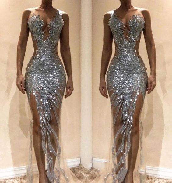 silver sequins beaded mermaid formal prom dresses 2019 custom made sleeveless sheer neck side split evening party gowns 4652232, Black;red
silver sequins beaded mermaid formal prom dresses 2019 custom made sleeveless sheer neck side split evening party gowns 4652232, Black;red