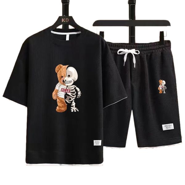 summer men's sportswear fitness tracksuit running clothes print teddy bear t-shirt shorts sets 2 piece jogging tracksuit ensemble homme, Gray
summer men's sportswear fitness tracksuit running clothes print teddy bear t-shirt shorts sets 2 piece jogging tracksuit ensemble homme, Gray