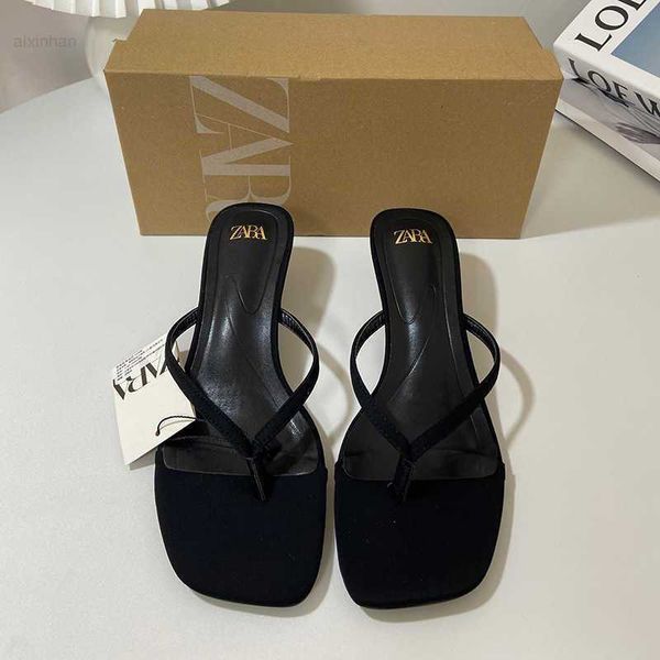za2023 new french square headed pinch slim band toe back open shallow mouth medium fine heel fashion sandals for women, Black
za2023 new french square headed pinch slim band toe back open shallow mouth medium fine heel fashion sandals for women, Black
