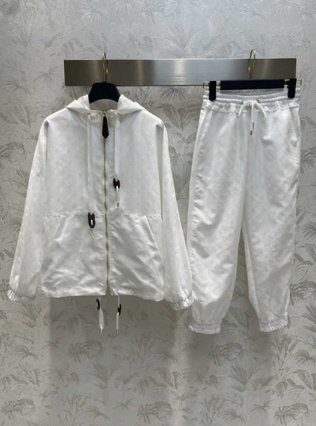 fashion hooded womens two piece set jacket pants drawstring double pocket design dark jacquard jackets grid patchwork trousers casual comfor, White
fashion hooded womens two piece set jacket pants drawstring double pocket design dark jacquard jackets grid patchwork trousers casual comfor, White