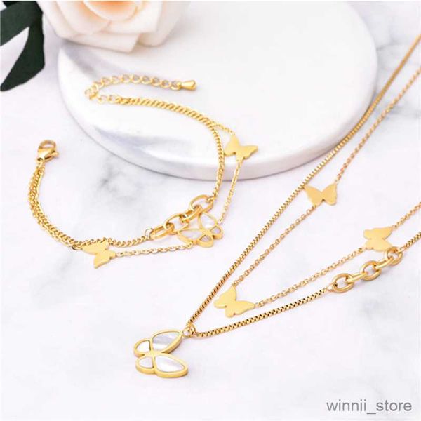 charm bracelets stainless steel new fashion fine jewelry natural butterfly chain choker necklaces bracelets earrings for women r230704, Golden;silver
charm bracelets stainless steel new fashion fine jewelry natural butterfly chain choker necklaces bracelets earrings for women r230704, Golden;silver