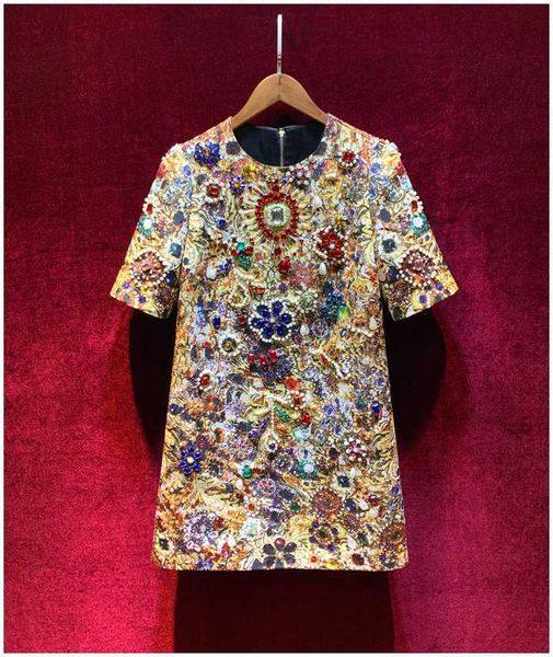 european and american women's clothing 2020 summer new style five - minute sleeve retro print heavy nail beads fashionable dress, Black;gray
european and american women's clothing 2020 summer new style five - minute sleeve retro print heavy nail beads fashionable dress, Black;gray