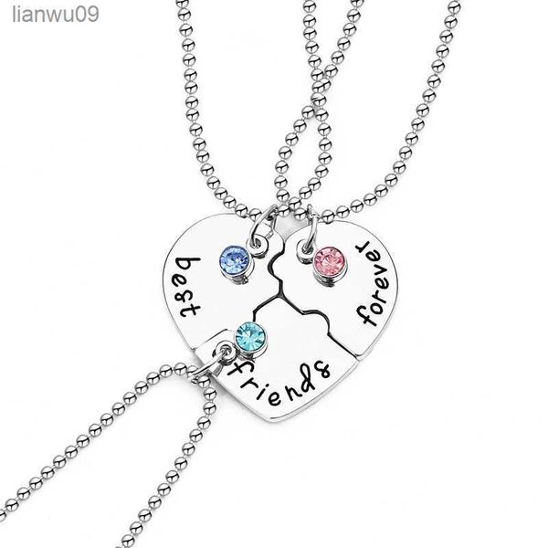 3 pieces set paired of friends forever letter pendant commemorative friendship 3 color rhinestone chain necklace l230704, Silver
3 pieces set paired of friends forever letter pendant commemorative friendship 3 color rhinestone chain necklace l230704, Silver