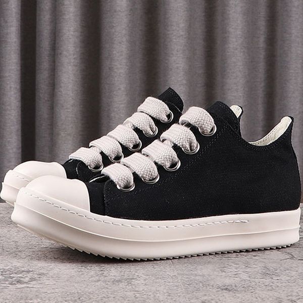 fashion canvas shoes rick men's casual shoes jumbo shoelace women's sneakers lace-up with box size 34-48 owens male sneaker, Black
fashion canvas shoes rick men's casual shoes jumbo shoelace women's sneakers lace-up with box size 34-48 owens male sneaker, Black