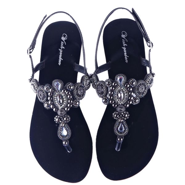 slippers summer women beach heel sandals lady retro string bead shoes mujer boho t-strap flops diamond parent-child slipper plus size 230703, Black
slippers summer women beach heel sandals lady retro string bead shoes mujer boho t-strap flops diamond parent-child slipper plus size 230703, Black