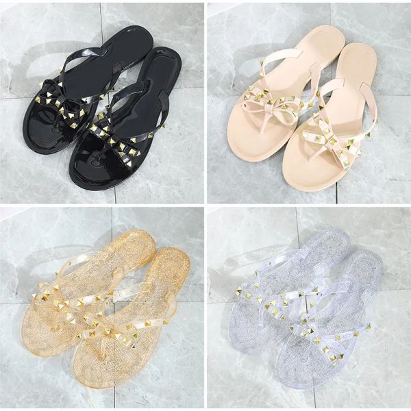 with box slippers designer rivets flip flops beach slippers femininas flat jelly sandals support wholesale woman summer sandals rivets bi wf, Black
with box slippers designer rivets flip flops beach slippers femininas flat jelly sandals support wholesale woman summer sandals rivets bi wf, Black
