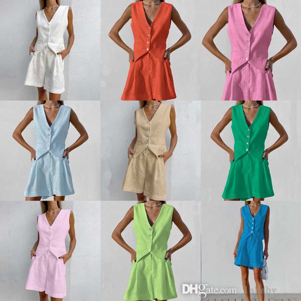 2023 summer womens shorts sets clothing loose linen cotton tracksuits v neck linen sleeveless vest and short pants suit ladies two piece set, Gray
2023 summer womens shorts sets clothing loose linen cotton tracksuits v neck linen sleeveless vest and short pants suit ladies two piece set, Gray