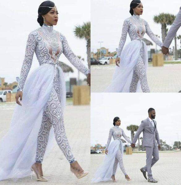 gorgeous jumpsuits with detachable train wedding dresses high neck beads crystal long sleeves modest wedding dress african bridal 1474883, White
gorgeous jumpsuits with detachable train wedding dresses high neck beads crystal long sleeves modest wedding dress african bridal 1474883, White
