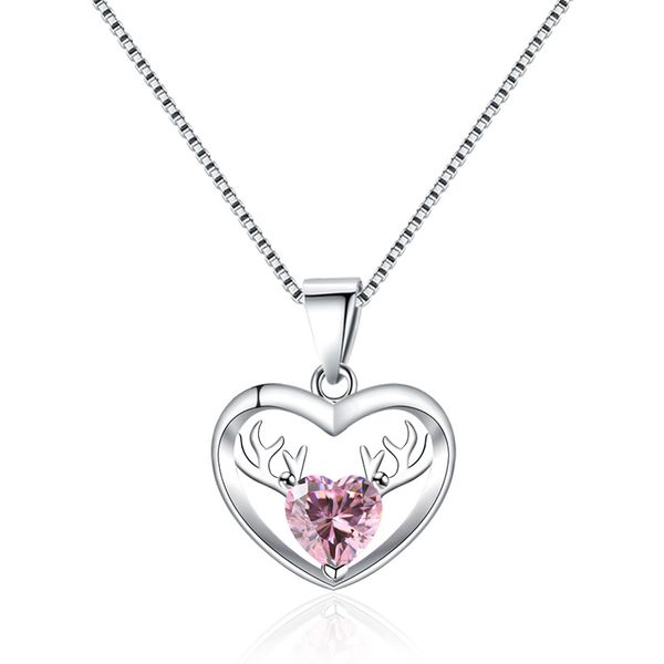 popular women necklaces elk heart design pendant necklace set with pink heart shape cz diamond romantic jewelry for girls gift, Silver
popular women necklaces elk heart design pendant necklace set with pink heart shape cz diamond romantic jewelry for girls gift, Silver