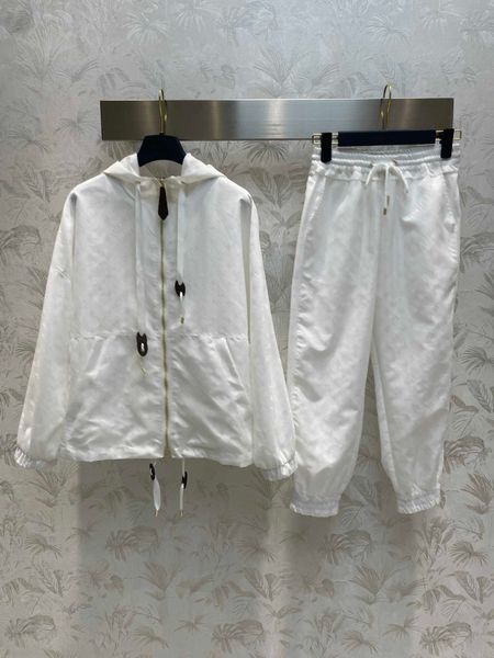 fashion hooded womens two piece set jacket pants drawstring double pocket design dark jacquard jackets grid patchwork trousers casual comfor, White
fashion hooded womens two piece set jacket pants drawstring double pocket design dark jacquard jackets grid patchwork trousers casual comfor, White