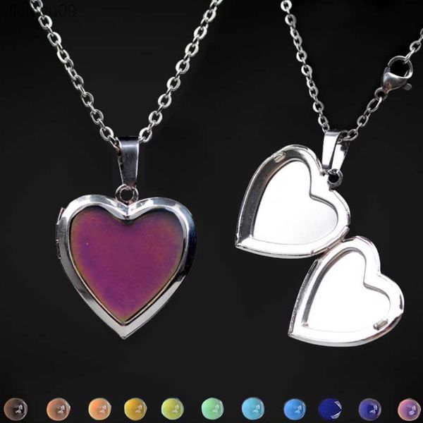 creative temperature sensitive color changing love pendant necklaces women simple openable heart necklace korean fashion jewelry l230704, Silver
creative temperature sensitive color changing love pendant necklaces women simple openable heart necklace korean fashion jewelry l230704, Silver