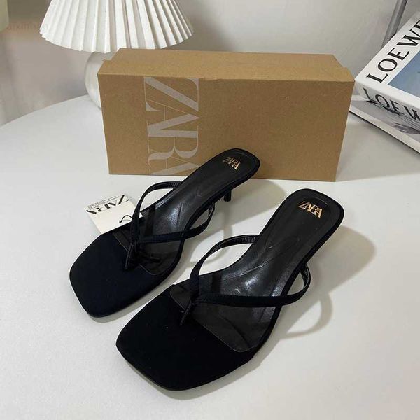 za2023 summer new mid square head slim sandals high heel thin belt pinch toe back empty women's shoes, Black
za2023 summer new mid square head slim sandals high heel thin belt pinch toe back empty women's shoes, Black