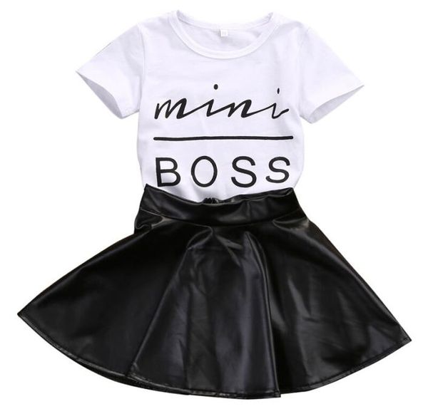 new fashion toddler kids girl clothes set summer short sleeve mini boss tshirt leather skirt 2pcs outfit child suit4571835, White
new fashion toddler kids girl clothes set summer short sleeve mini boss tshirt leather skirt 2pcs outfit child suit4571835, White