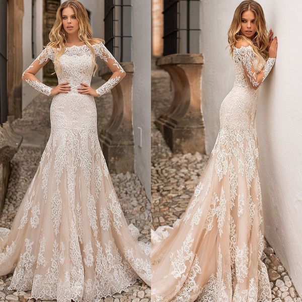 fashion mermaid wedding dresses off shoulder long sleeves lace wedding dress sweep train robe de mariee bridal gowns, White
fashion mermaid wedding dresses off shoulder long sleeves lace wedding dress sweep train robe de mariee bridal gowns, White