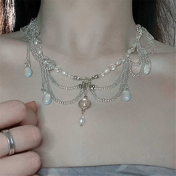 2021 punk imitation pearl crystal pendant necklaces for women clavicle chain necklace vintage choker necklace fashion jewelry l230704, Silver
2021 punk imitation pearl crystal pendant necklaces for women clavicle chain necklace vintage choker necklace fashion jewelry l230704, Silver