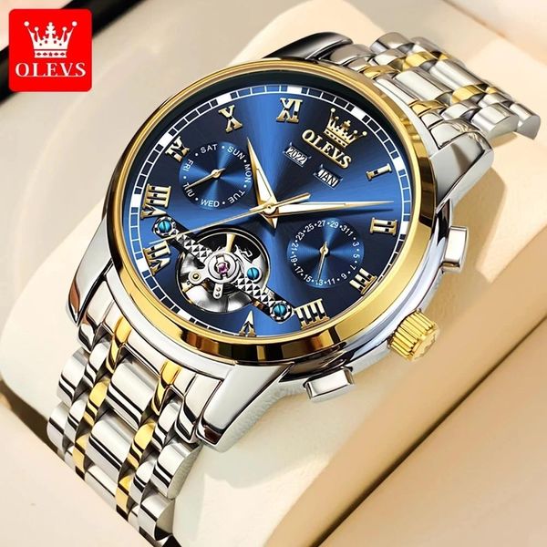 dress olevs automatic mechanical watch for men date calendar skeleton wristwatch stainless steel classic business men's watches 6607, White
dress olevs automatic mechanical watch for men date calendar skeleton wristwatch stainless steel classic business men's watches 6607, White
