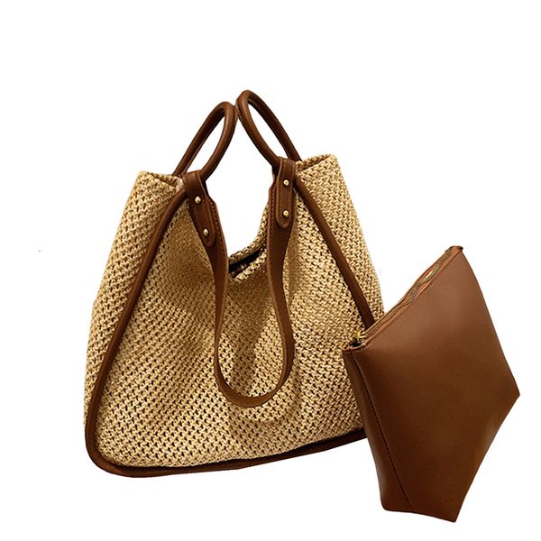evening bag straw bags large woven tote handbag shoulder beach with pu leather zipper wallet 230704
evening bag straw bags large woven tote handbag shoulder beach with pu leather zipper wallet 230704