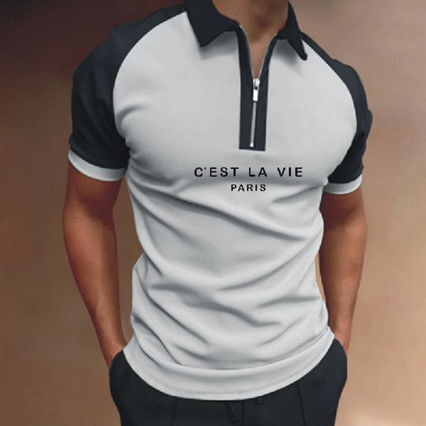 men's polos men's letter printing polo shirt short sleeve turndown collar zipper polo shirt for men business casual clothing summe, White;black
men's polos men's letter printing polo shirt short sleeve turndown collar zipper polo shirt for men business casual clothing summe, White;black