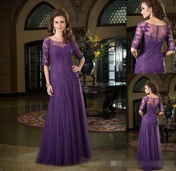 mother bride evening dresses half sleeves dark purple prom dress of the groom tulle applique lace sheer neck long party gown5333555, Black;red
mother bride evening dresses half sleeves dark purple prom dress of the groom tulle applique lace sheer neck long party gown5333555, Black;red