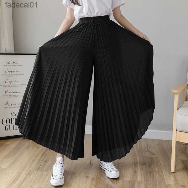 women elegant chiffon high waist wide leg pants casual korean fashion pleated loose trousers clothes comodi pantalones de mujer l230621, Black;white
women elegant chiffon high waist wide leg pants casual korean fashion pleated loose trousers clothes comodi pantalones de mujer l230621, Black;white