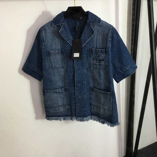 23ss womens designer clothing skirt set pocket embroidered letter lapel short sleeve denim shirt high waisted denim short skirt sets womens, White
23ss womens designer clothing skirt set pocket embroidered letter lapel short sleeve denim shirt high waisted denim short skirt sets womens, White