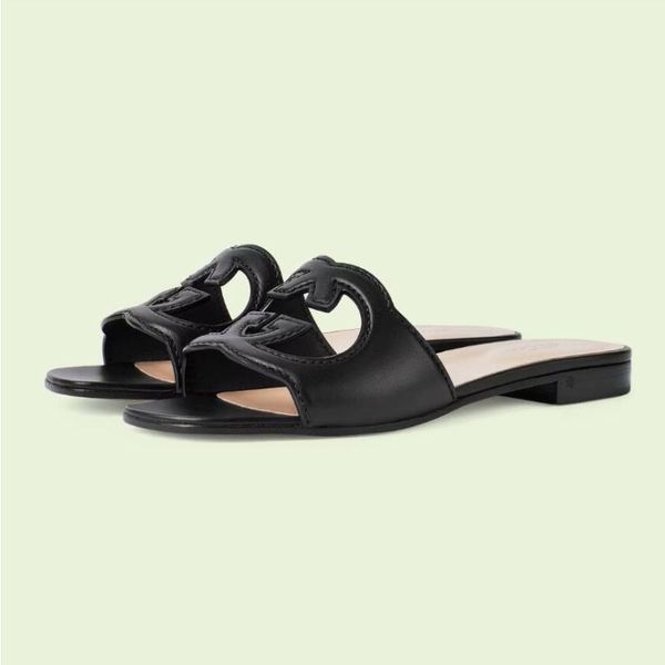 luxury summer beloved cut-out metallic leather sandals shoes women's interlocking house slide flats leather beach casual ladies sl, Black
luxury summer beloved cut-out metallic leather sandals shoes women's interlocking house slide flats leather beach casual ladies sl, Black