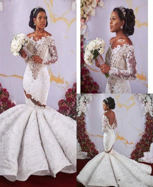 shinny crystal african off shoulder mermaid wedding dresses luxury long sleeves open back sheer lace bridal gown plus size custom 7646133, White
shinny crystal african off shoulder mermaid wedding dresses luxury long sleeves open back sheer lace bridal gown plus size custom 7646133, White