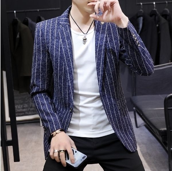 men's suits blazers spring autumn stripe suit youth slim fit small formal single suit jacket 230705, White;black
men's suits blazers spring autumn stripe suit youth slim fit small formal single suit jacket 230705, White;black