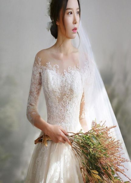 2021 wedding dress lace three quarter sleeves sweepbrush train crost back aline princess vintage bride dresses7003988, White
2021 wedding dress lace three quarter sleeves sweepbrush train crost back aline princess vintage bride dresses7003988, White