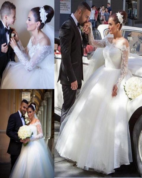 off shoulder wedding dresses lace sheer long sleeves bridal gowns back covered buttons tulle ball gown wedding vestidos 20199602664, White
off shoulder wedding dresses lace sheer long sleeves bridal gowns back covered buttons tulle ball gown wedding vestidos 20199602664, White