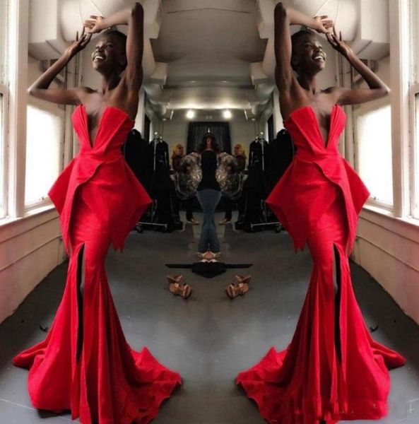 2019 african mermaid evening dresses unique designer red front side long custom formal wear prom gown vestidos5538221, Black;red
2019 african mermaid evening dresses unique designer red front side long custom formal wear prom gown vestidos5538221, Black;red
