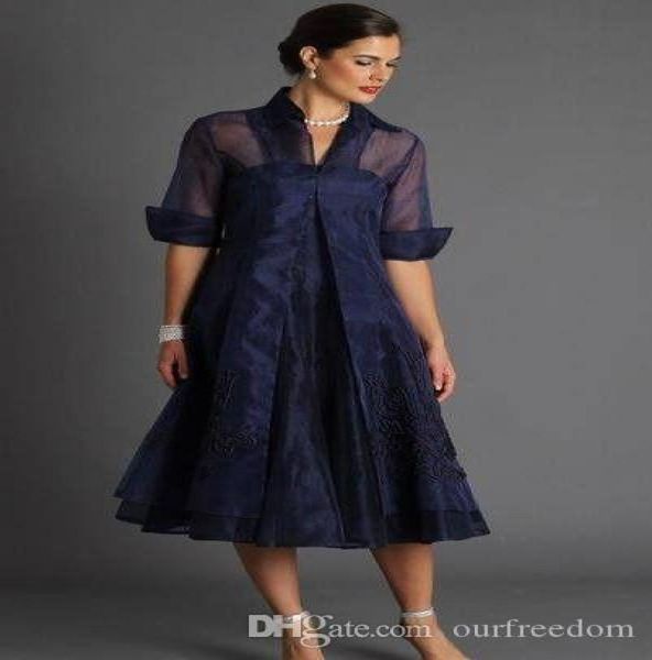 navy blue mother of the bride dresses short sleeve mother dresses lace appliques tea length with jacket formal evening prom party 1405878, Black;red
navy blue mother of the bride dresses short sleeve mother dresses lace appliques tea length with jacket formal evening prom party 1405878, Black;red