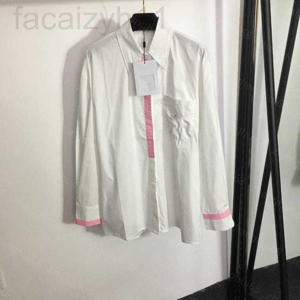women's blouses & shirts designer 23ss high neck blouse women shirt womens clothing embroidery single pocket pink-tone patchwork long s, White
women's blouses & shirts designer 23ss high neck blouse women shirt womens clothing embroidery single pocket pink-tone patchwork long s, White