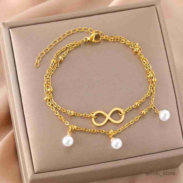 charm bracelets stainless steel bracelets classic infinity symbol simulated pearl chain fashion bracelet for women jewelry r230705, Golden;silver
charm bracelets stainless steel bracelets classic infinity symbol simulated pearl chain fashion bracelet for women jewelry r230705, Golden;silver