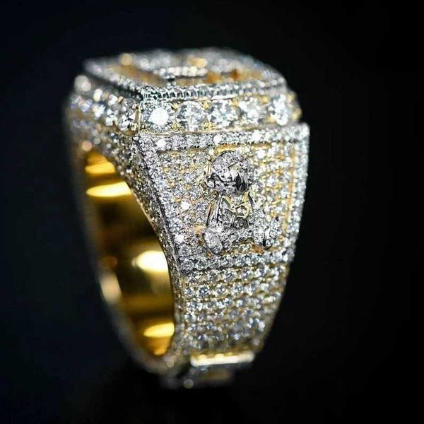 designer jewelry two tone plating micro pave moissanite lab diamond custom hip hop iced out ring, Silver
designer jewelry two tone plating micro pave moissanite lab diamond custom hip hop iced out ring, Silver