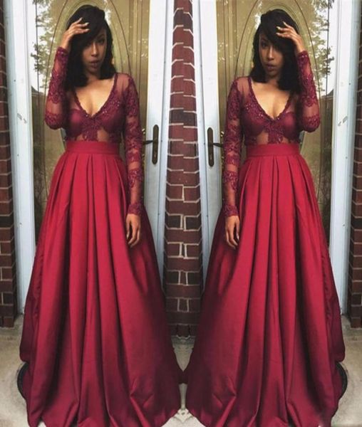 burgundy lace see through prom dresses 2017 v neck sheer long sleeves satin a line evening gowns black girl cocktail party dress6329456
burgundy lace see through prom dresses 2017 v neck sheer long sleeves satin a line evening gowns black girl cocktail party dress6329456