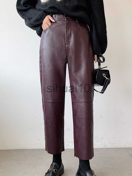 women's pants capris qoerlin fall winter pu leather pants women elegant high waist pockets faux leather harem pant female back elastic, Black;white
women's pants capris qoerlin fall winter pu leather pants women elegant high waist pockets faux leather harem pant female back elastic, Black;white