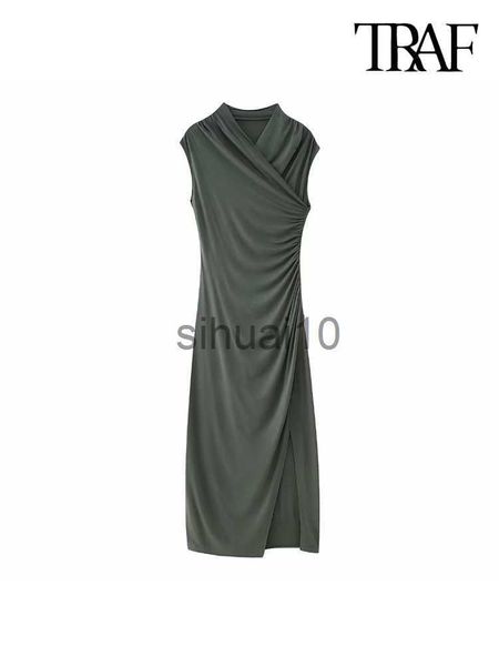 casual dresses traf women fashion draped long fitted dress vintage v neck sleeveless female dresses vestidos mujer j230705, Black;gray
casual dresses traf women fashion draped long fitted dress vintage v neck sleeveless female dresses vestidos mujer j230705, Black;gray