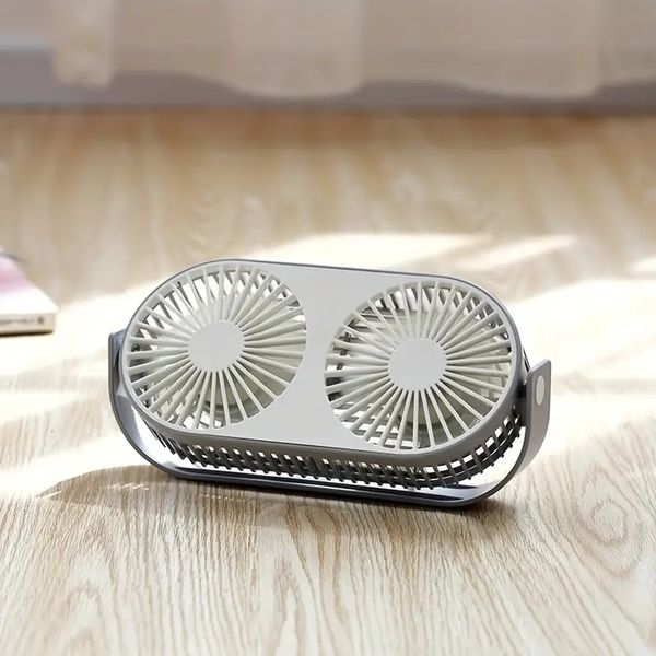 Image of 1pc USB Desk Fan, 3 Speeds Portable Personal Desktop Table Fan, Double Head And Double Leaf Fan For Indoor, Bedroom And Home Office Use