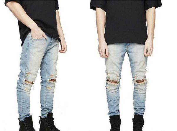 men's jeans slim fit ripped denim men hi-street distressed joggers knee holes washed destroyed, Blue
men's jeans slim fit ripped denim men hi-street distressed joggers knee holes washed destroyed, Blue
