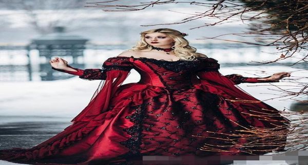 gothic burgundy wedding dresses long juliet sleeves black lace applique sequins ruffles deep off shoulder wedding gown custom made8645378, White
gothic burgundy wedding dresses long juliet sleeves black lace applique sequins ruffles deep off shoulder wedding gown custom made8645378, White