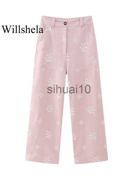 women's pants capris willshela women fashion pink embroidery front zipper wide leg pants vintage high waist full length female chic lad, Black;white
women's pants capris willshela women fashion pink embroidery front zipper wide leg pants vintage high waist full length female chic lad, Black;white