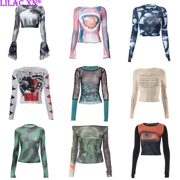 women's t shirt goth lace mesh see through t shirts aesthetic graphic long sleeve colorful printed crop summer tees streetwear 230705, White
women's t shirt goth lace mesh see through t shirts aesthetic graphic long sleeve colorful printed crop summer tees streetwear 230705, White