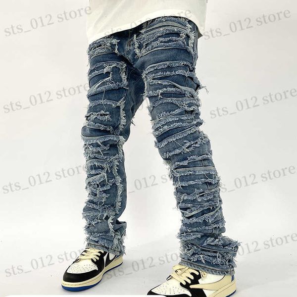 men's jeans retro hole ripped distressed jeans for men straight washed harajuku hip hop loose denim trousers vibe style casual jean pan, Blue
men's jeans retro hole ripped distressed jeans for men straight washed harajuku hip hop loose denim trousers vibe style casual jean pan, Blue