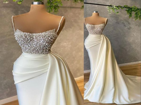 2021 luxury pearls spaghetti straps prom dresses mermaid evening dress beading sequins ruched satin sweep train party gowns o4341978, Black
2021 luxury pearls spaghetti straps prom dresses mermaid evening dress beading sequins ruched satin sweep train party gowns o4341978, Black