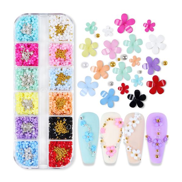 3d five-petal flowers nail ornaments box size 12 grid mixed resin flower ornaments set gold and silver beads for lady manicure decorations d, Silver;gold
3d five-petal flowers nail ornaments box size 12 grid mixed resin flower ornaments set gold and silver beads for lady manicure decorations d, Silver;gold